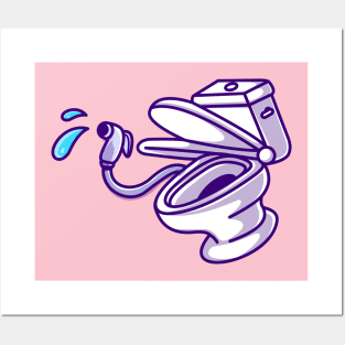 Water Splash From Toilet Cartoon Posters and Art